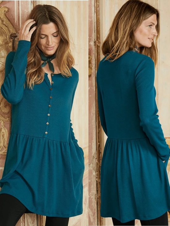 Peruvian Connection Tops - Peruvian Connection 100% Pima Cotton Tangier Tunic Waffle Knit size Medium